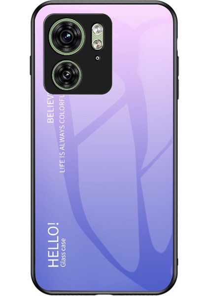 Motorola Edge 40 5g Temperli Cam Kılıf Pc+Tpu Degrade Telefon Kılıfı-Degrade Pembe Mor (Yurt Dışından)