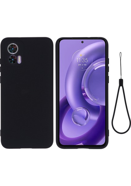 Motorola Edge 30 Neo 5g/edge 30 Lite Çizilmez Sıvı Silikon Cep Telefonu Kılıfı Darbeye Dayanıklı Koruyucu Kılıf Kayışlı-Siyah (Yurt Dışından)