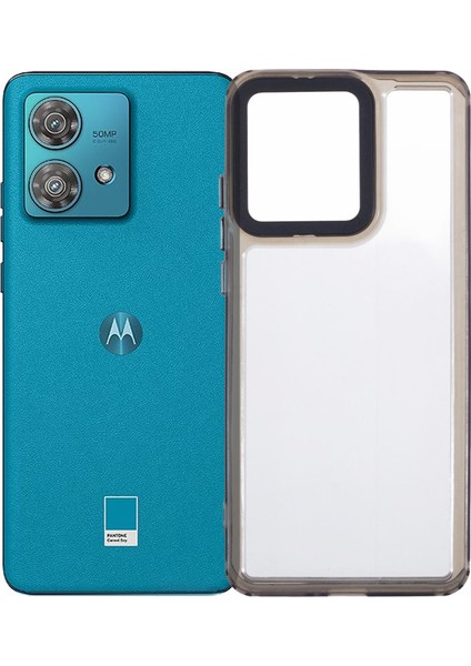 Motorola Edge 40 Neo 5g Şeffaf Telefon Kılıfı Pc+Tpu Hibrit Arka Kapak-Şeffaf Siyah (Yurt Dışından)