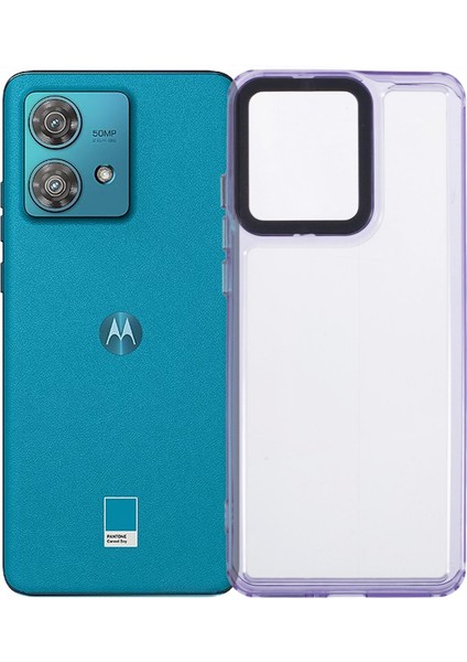 Motorola Edge 40 Neo 5g Şeffaf Telefon Kılıfı Pc+Tpu Hibrit Arka Kapak-Şeffaf Mor (Yurt Dışından)