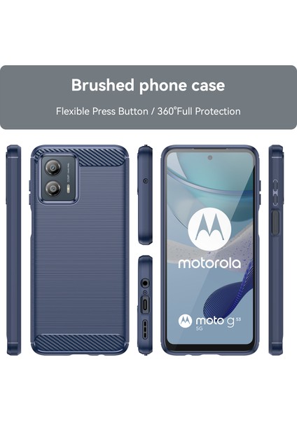 Motorola Moto G53 5g Fırçalanmış Telefon Kılıfı Karbon Fiber Doku Telefon Kabuğu Cep Telefonu Kapağı-Mavi (Yurt Dışından) modelleri