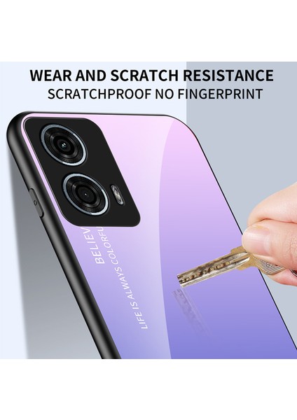 Motorola Moto G24 Power Kılıf Çizilmez Temperli Cam Arka Cep Telefonu Kılıfı-Degrade Gül (Yurt Dışından) fırsatları