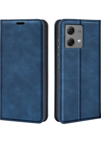 Motorola Moto G84 5g Telefon Kılıfı Manyetik Kapatma Pu Deri Stand Telefon Kılıfı-Mavi (Yurt Dışından)