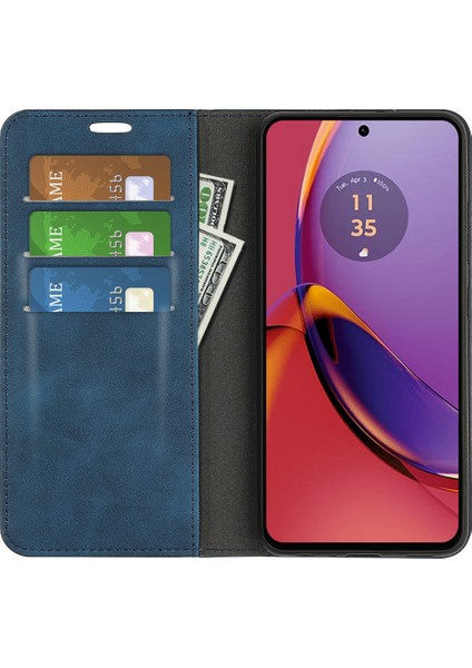 Motorola Moto G84 5g Telefon Kılıfı Manyetik Kapatma Pu Deri Stand Telefon Kılıfı-Mavi (Yurt Dışından) modelleri