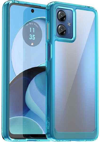 Motorola Moto G14 4g Tpu+Akrilik Cep Telefonu Kılıfı Düşmeye Dayanıklı Arka Kapak-Şeffaf Mavi (Yurt Dışından)