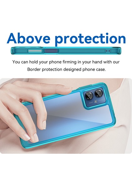 Motorola Moto G14 4g Tpu+Akrilik Cep Telefonu Kılıfı Düşmeye Dayanıklı Arka Kapak-Şeffaf Mavi (Yurt Dışından) fırsatları