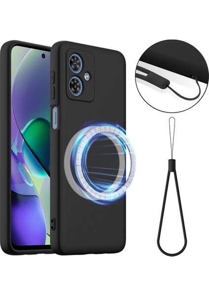 Motorola Moto G54 Power 5g/motorola Moto G64 5g/motorola Moto G54 5g Kılıf Magsafe Düşmeye Karşı Dayanıklı Sıvı Silikon Telefon Kılıfı ile Uyumlu-Siyah (Yurt Dışından)