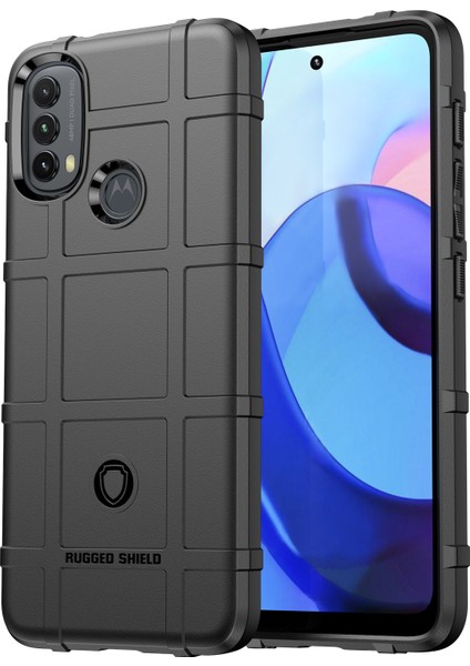 Motorola Moto E20/E30/E40 Için Sağlam Kare Izgara Tasarım Kalınlaştırılmış Tpu Yastık Darbeye Dayanıklı Telefon Kılıfı-Siyah (Yurt Dışından)