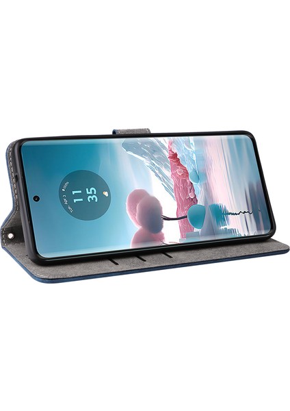 Motorola Edge 40 Neo 5g Kılıf Pu Deri Rfıd Engelleme Telefon Kılıfı Kayışlı-Mavi (Yurt Dışından) fırsatları