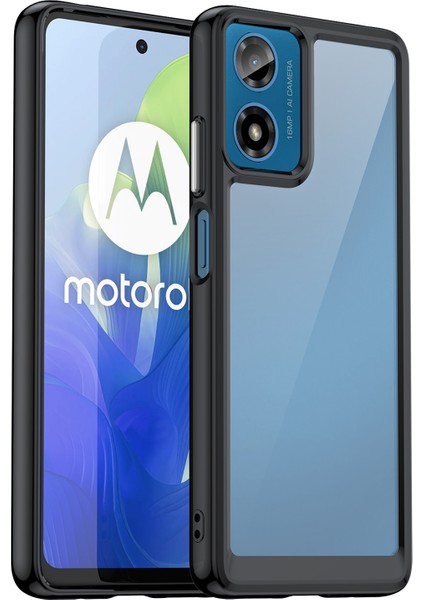 Motorola Moto E14 4G/G04 4G/G04S 4G/G24 4g Kılıf Tpu+Akrilik Düşmeye Dayanıklı Telefon Arka Kapağı-Siyah (Yurt Dışından)