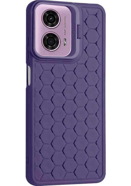 Motorola Moto E14 4G/G04 4G/G04S 4G/G24 4g Kılıf Tpu Telefon Kılıfı Isı Dağıtıcı Lens Çerçevesi Ayaklık-Mor (Yurt Dışından)