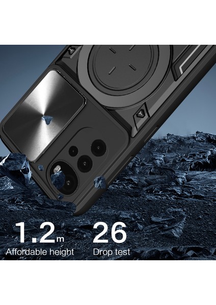 Motorola Moto G22/E32 4g Pc+Tpu Kapaklı Kayar Kamera Kapak Halkası Destekli Telefon Arka Koruyucu Kılıf-Kırmızı (Yurt Dışından) fırsatları