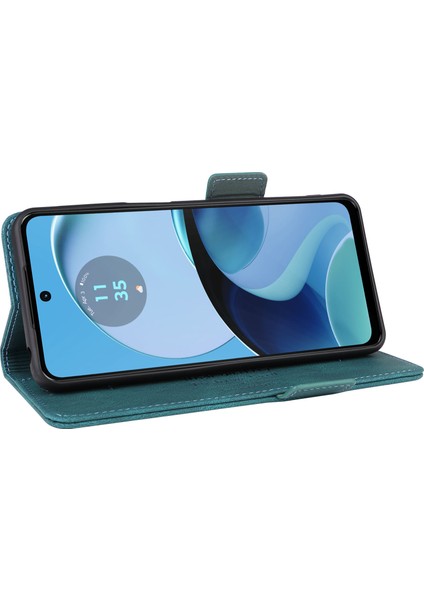 Motorola Moto G14 4g Stand Telefon Kılıfı Çizilmez Pu Deri Donanım Dekor Cüzdan Koruyucu Kılıf-Mavi (Yurt Dışından) modelleri