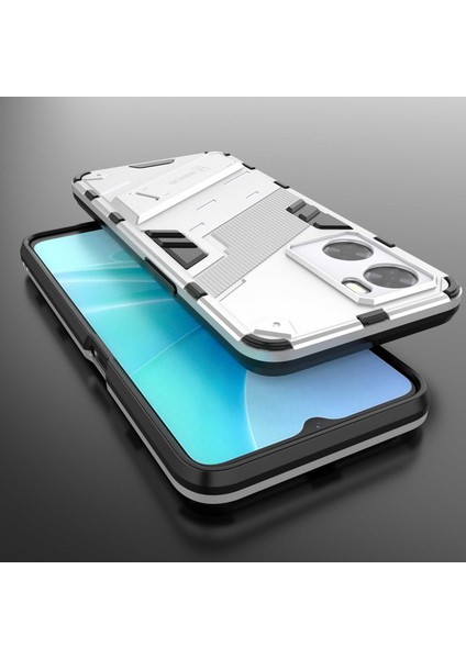 Oppo A57 4G/A57S 4g Combo Pc+Tpu Arka Kılıf Eller Serbest Destekli Şok Emici Kılıf-Beyaz (Yurt Dışından) fırsatları