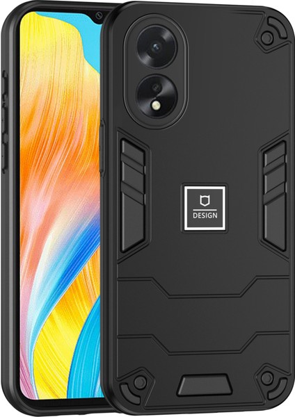 Oppo A38 4G/A18 4g Pc+Tpu Kılıf Çift Katmanlı Tasarım Düşme Korumalı Telefon Kılıfı-Siyah (Yurt Dışından)