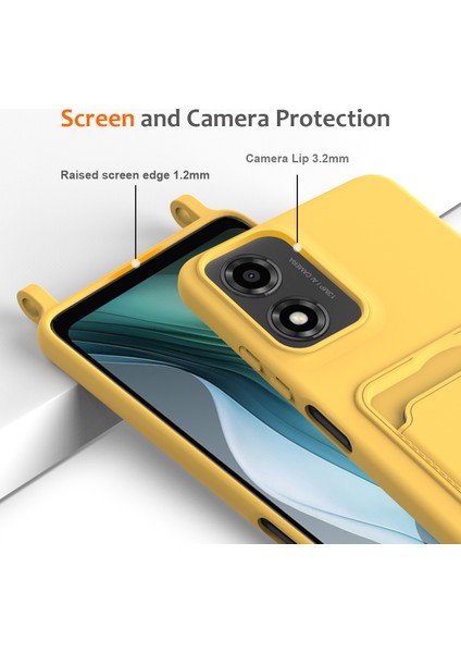 Motorola Moto G24 4G/G04S 4G/G04 4G/E14 4g Sıvı Silikon Kart Tutucu Arka Kapak ve Kordon-Sarı Telefon Kılıfı (Yurt Dışından) indirimleri