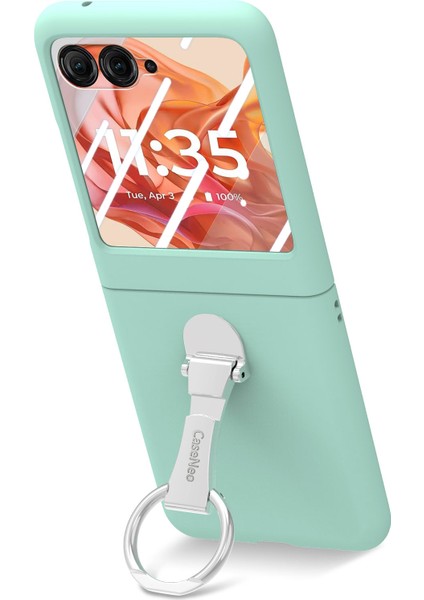 Motorola Razr 50 5g Kılıf Halka Kickstand Pc Telefon Kılıfı Temperli Cam Arka Ekran Filmi-Açık Yeşil (Yurt Dışından) fiyatları