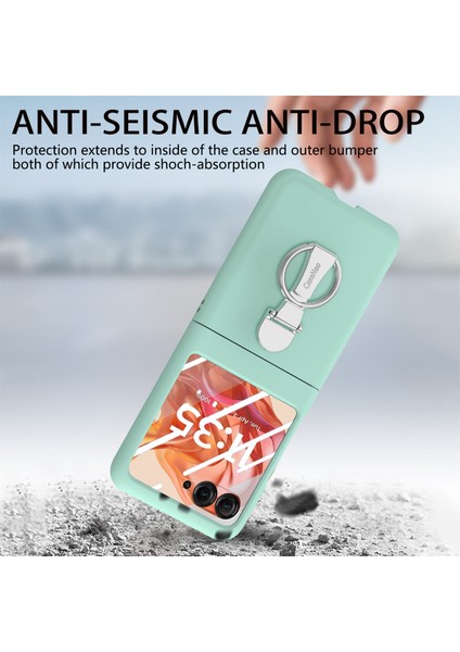 Motorola Razr 50 5g Kılıf Halka Kickstand Pc Telefon Kılıfı Temperli Cam Arka Ekran Filmi-Açık Yeşil (Yurt Dışından) indirimleri