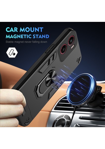 Motorola Moto G05 4g Kılıf Pc+Tpu Drop Defend Telefon Kılıfı Halkalı Ayaklıklı-Siyah (Yurt Dışından) fiyatları