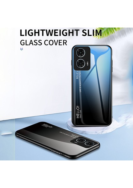 Motorola Moto G24 Power Kılıf Çizilmez Temperli Cam Arka Cep Telefonu Kılıfı-Degrade Pembe Mavi (Yurt Dışından) fiyatları