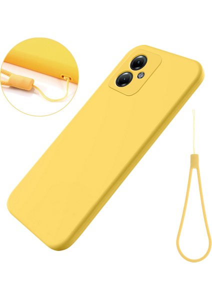 Motorola Moto G54 5g Kılıf Sıvı Silikon Telefon Kabuğu Çizilmez Telefon Kılıfı Kayışlı-Sarı (Yurt Dışından)