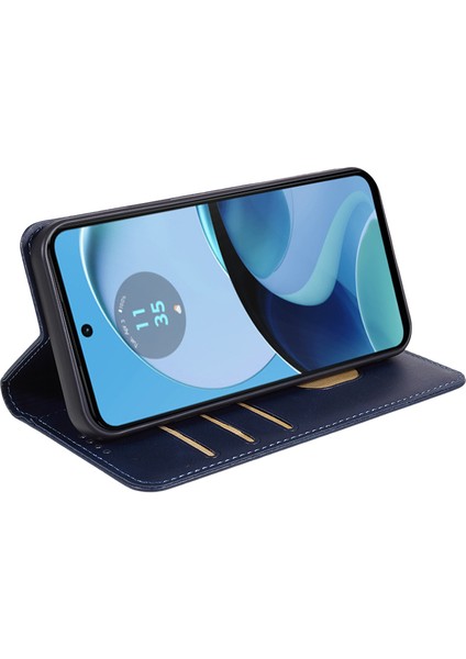 Motorola Moto G14 4g Için Pu Deri Flip Kılıf, Stand Cüzdan Dana Dokusu Manyetik Kapatma Telefon Kılıfı-Mavi (Yurt Dışından) indirimleri
