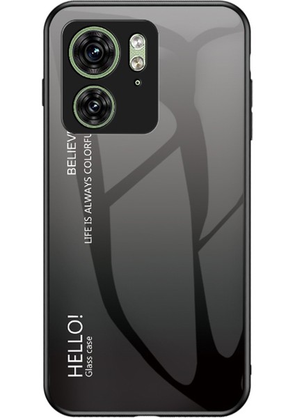 Motorola Edge 40 5g Temperli Cam Kılıf Pc+Tpu Degrade Telefon Kılıfı-Degrade Siyah Gri (Yurt Dışından)