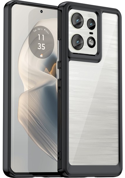 Motorola Edge 50 Pro 5g Kılıf Tpu Çerçeve+Akrilik Arka Hibrit Telefon Kılıfı-Siyah (Yurt Dışından)