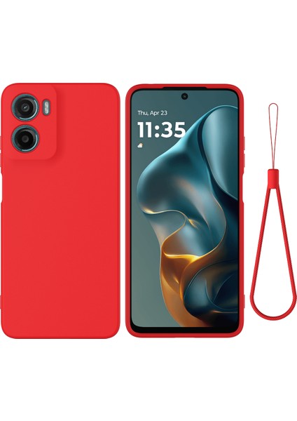Motorola Moto E15 4g/motorola Moto G05 4g Kılıf Sıvı Silikon Telefon Arka Kapağı El Askısı Ile-Kırmızı (Yurt Dışından)