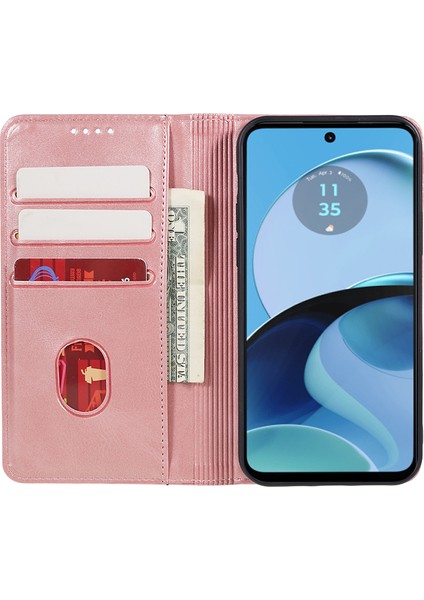 Motorola Moto G14 4g Için Pu Deri Flip Kılıf, Stand Cüzdan Dana Dokusu Manyetik Kapatma Telefon Kılıfı-Gül Altını (Yurt Dışından) fırsatları