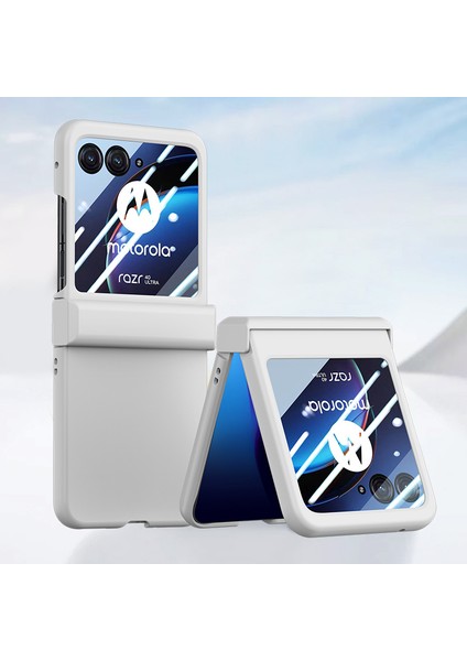 Motorola Razr 40 Ultra 5g Telefon Kılıfı Menteşe Tasarım Pc Kapağı Temperli Cam Arka Ekran Koruyucu-Beyaz (Yurt Dışından) fırsatları