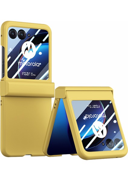 Motorola Razr 40 Ultra 5g Telefon Kılıfı Menteşe Tasarım Pc Kapağı Temperli Cam Arka Ekran Koruyucu-Sarı (Yurt Dışından)