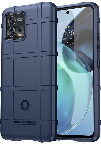 Motorola Moto G72 4g Çizilmez Sağlam Kare Izgara Doku Tpu Kapak Koruyucu Telefon Kılıfı-Mavi (Yurt Dışından)