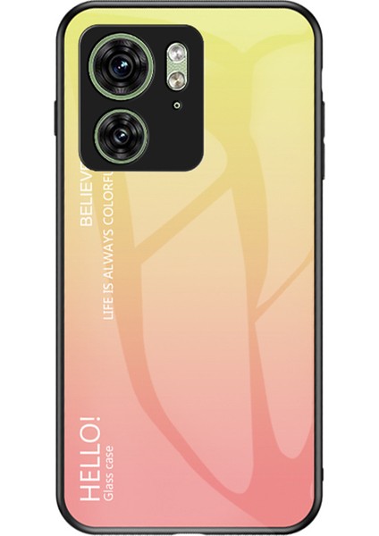 Motorola Edge 40 5g Temperli Cam Kılıf Pc+Tpu Degrade Telefon Kılıfı-Degrade Sarı (Yurt Dışından)