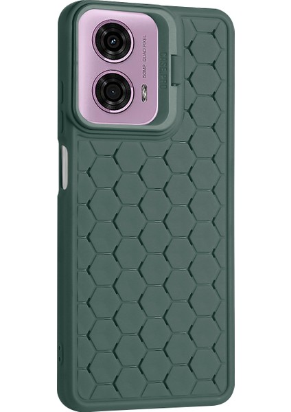 Motorola Moto E14 4G/G04 4G/G04S 4G/G24 4g Kılıf Tpu Telefon Kılıfı Isı Dağıtıcı Lens Çerçevesi Destek Ayağı-Ordu Yeşili (Yurt Dışından)