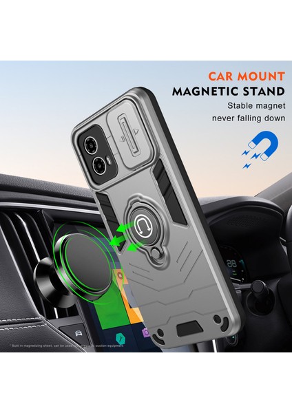 Motorola Moto G45 5G/G34 5g Kılıf Sürgülü Kamera Kapağı Pc+Tpu Telefon Koruyucu Halka Ayaklık-Gri (Yurt Dışından) indirimleri