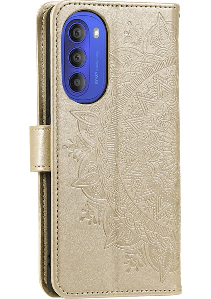 Motorola Moto G51 5g Için Mandala Çiçek Baskılı Telefon Kılıfı, Pu Deri Darbeye Dayanıklı Cüzdan Kılıf Standı Kabuk Bilek Kayışı Ile-Altın (Yurt Dışından) modelleri
