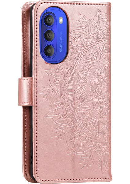 Motorola Moto G51 5g Için Mandala Çiçek Baskılı Telefon Kılıfı, Pu Deri Darbeye Dayanıklı Cüzdan Kılıf Standı Kabuk Bilek Kayışı Ile-Gül Altını (Yurt Dışından) modelleri