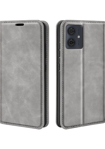 Motorola Moto G54 5g Telefon Kılıfı Cüzdan Standı Pu Deri Cilt Dokunuşlu Cep Telefonu Kılıfı-Gri (Yurt Dışından)