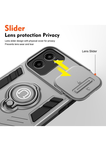 Motorola Moto G05 4g Kılıf Sürgülü Camshield Kickstand Pc+Tpu Telefon Kılıfı-Gri (Yurt Dışından) modelleri