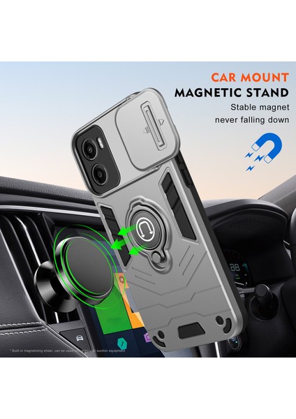 Motorola Moto G05 4g Kılıf Sürgülü Camshield Kickstand Pc+Tpu Telefon Kılıfı-Gri (Yurt Dışından) fırsatları