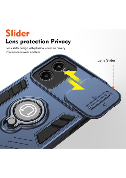 Motorola Moto G05 4g Kılıf Sürgülü Camshield Kickstand Pc+Tpu Telefon Kılıfı-Mavi (Yurt Dışından) modelleri