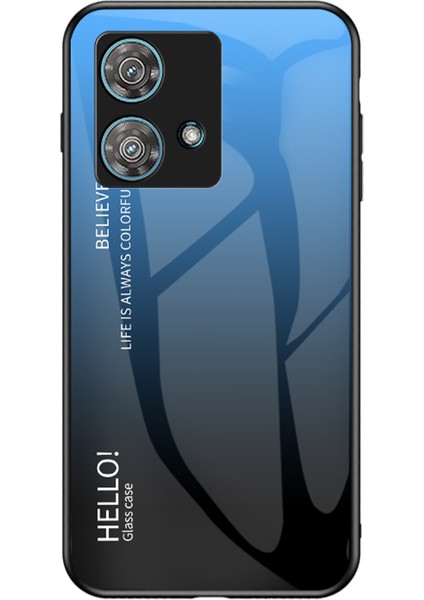 Motorola Edge 40 Neo 5g Temperli Cam + Pc + Tpu Telefon Kılıfı Düşmeye Lı Kapak - Degrade Mavi Siyah (Yurt Dışından)