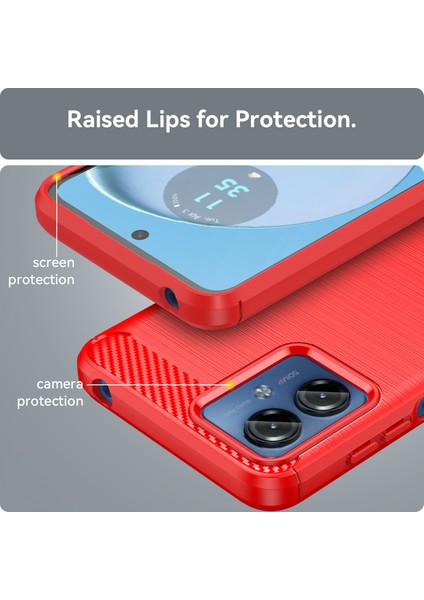 Motorola Moto G14 4g Için Yumuşak Tpu Fırçalanmış Kılıf, Karbon Fiber Dokulu Telefon Kılıfı-Kırmızı (Yurt Dışından) modelleri