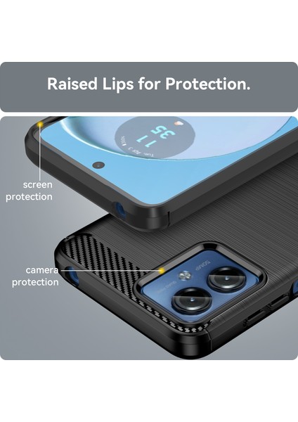 Motorola Moto G14 4g Için Yumuşak Tpu Fırçalanmış Kılıf, Karbon Fiber Dokulu Telefon Kılıfı-Siyah (Yurt Dışından) modelleri