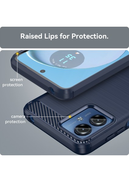 Motorola Moto G14 4g Için Yumuşak Tpu Fırçalanmış Kılıf, Karbon Fiber Dokulu Telefon Kılıfı-Mavi (Yurt Dışından) modelleri
