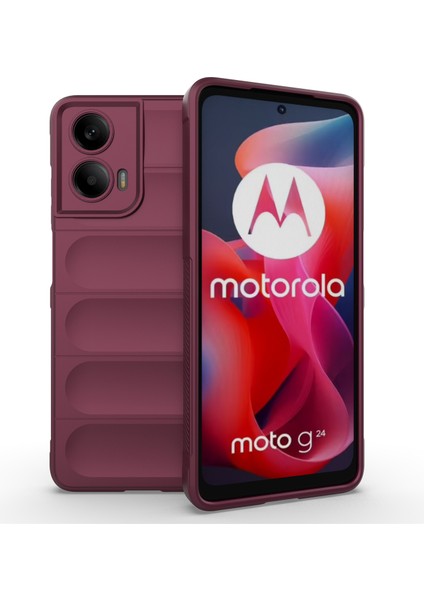 Motorola Moto G24 4G/E14 4g Kılıf Düşmeye Karşı Yumuşak Tpu Sağlam Telefon Arka Kapağı-Şarap Kırmızısı (Yurt Dışından)