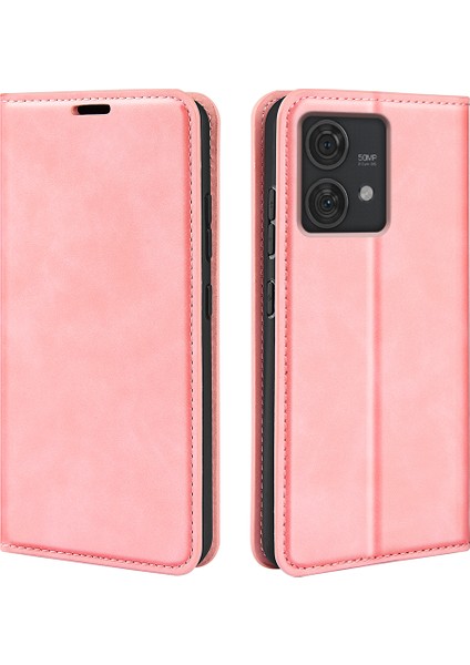 Motorola Edge 40 Neo 5g Kılıf Çizilmez Pu Deri Kapaklı Kılıf Cilt-Dokunmatik Telefon Kılıfı-Pembe (Yurt Dışından)