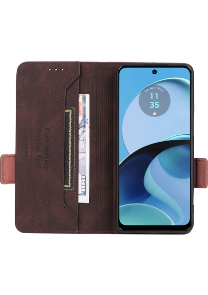 Motorola Moto G14 4g Stand Telefon Kılıfı Çizilmez Pu Deri Donanım Dekor Cüzdan Koruyucu Kılıf-Kahve (Yurt Dışından) fiyatları