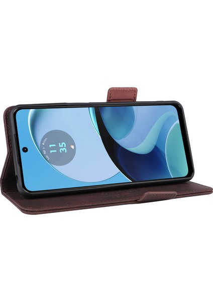Motorola Moto G14 4g Stand Telefon Kılıfı Çizilmez Pu Deri Donanım Dekor Cüzdan Koruyucu Kılıf-Kahve (Yurt Dışından) modelleri